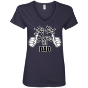 This Girl Loves Her Dad Ladies’ V-Neck T-Shirt