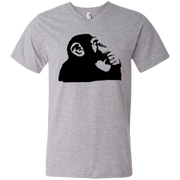 Banksy’s Monkey Thinking of a Solution Men’s V-Neck T-Shirt