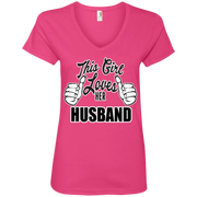 This Girl Loves Her Husband Ladies’ V-Neck T-Shirt