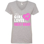 This Girl Loves Her Great Dane Ladies’ V-Neck T-Shirt