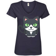 Cute Cat Emoji Ladies’ V-Neck T-Shirt