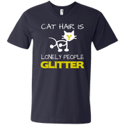 Cat Hair is Lonely People Glitter Men’s V-Neck T-Shirt