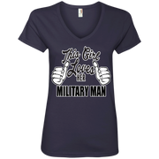 This Girl Loves Her Military Man Ladies’ V-Neck T-Shirt