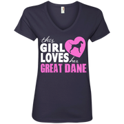 This Girl Loves Her Great Dane Ladies’ V-Neck T-Shirt