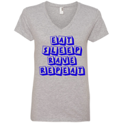 Eat, Sleep, Rave, Repeat! Ladies’ V-Neck T-Shirt