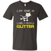 Cat Hair is Lonely People Glitter Men’s V-Neck T-Shirt