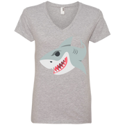 Shark Emoji Ladies’ V-Neck T-Shirt