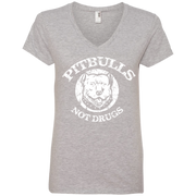 Pitbulls, Not Drugs! Ladies’ V-Neck T-Shirt