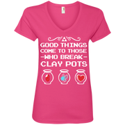 Zelda Good Things Come to Those Who Break Clay Pots Ladies’ V-Neck T-Shirt
