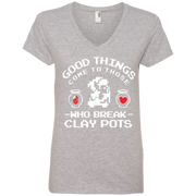 Zelda Good Things Come to Those Who break Clay Pots Ladies’ V-Neck T-Shirt