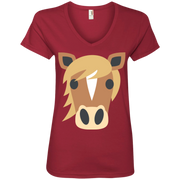 Horse Face Emoji Ladies’ V-Neck T-Shirt