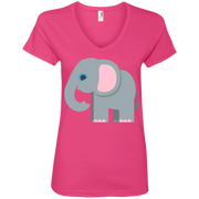 Elephant Emoji Ladies’ V-Neck T-Shirt