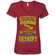 I Love Being a Grandpa more than Fishing Ladies’ V-Neck T-Shirt