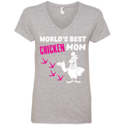 Worlds Best Chicken Mum Ladies’ V-Neck T-Shirt