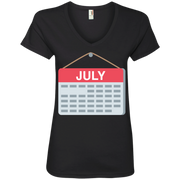 My July Calendar Emoji Ladies’ V-Neck T-Shirt