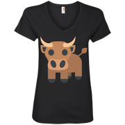 Bull Emoji Ladies’ V-Neck T-Shirt