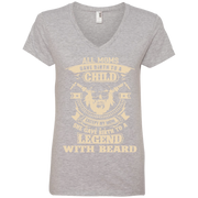 My Mom Gave Birth to a Legend with a Beard Ladies’ V-Neck T-Shirt
