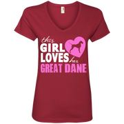 This Girl Loves Her Great Dane Ladies’ V-Neck T-Shirt