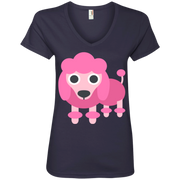 Poodle Emoji Ladies’ V-Neck T-Shirt