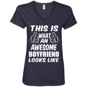 This is What an Awesome Boyfriend Looks Like Ladies’ V-Neck T-Shirt