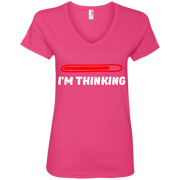 IM THINKING  Ladies’ V-Neck T-Shirt