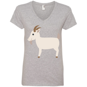 Goat Emoji Ladies’ V-Neck T-Shirt