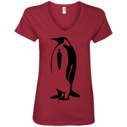 Banksy’s Smart Penguin Stencil Ladies’ V-Neck T-Shirt