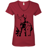 Banksy’s Girl Searching Soldier Ladies’ V-Neck T-Shirt