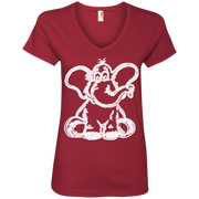 Cartoon Elephant Stencil Ladies’ V-Neck T-Shirt