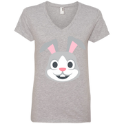 Rabbit Face Emoji Ladies’ V-Neck T-Shirt