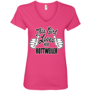 This Girl Loves Her Rottweiler Ladies’ V-Neck T-Shirt