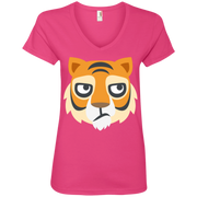 Tiger Face Emoji Ladies’ V-Neck T-Shirt
