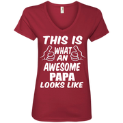 This is What an Awesome Papa Looks Like Ladies’ V-Neck T-Shirt