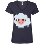 Sheep Emoji Ladies’ V-Neck T-Shirt