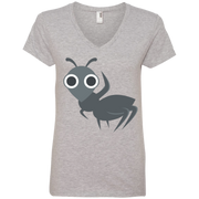 Waving Ant Emoji Ladies’ V-Neck T-Shirt