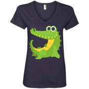 Sexy Crocodile Emoji Ladies’ V-Neck T-Shirt