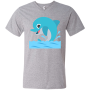Happy Dolphin Emoji Men’s V-Neck T-Shirt
