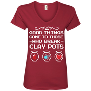 Zelda Good Things Come to Those Who Break Clay Pots Ladies’ V-Neck T-Shirt