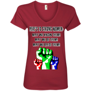 Here’s to Strong Women, May we Know, Be & Raise Them Ladies’ V-Neck T-Shirt