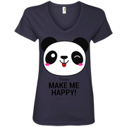 Pandas Make Me Happy, You Not so Much Ladies’ V-Neck T-Shirt