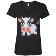 Cow Emoji Ladies’ V-Neck T-Shirt
