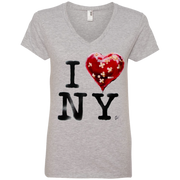 Banksy’s I Love New York Ladies’ V-Neck T-Shirt