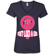 Fight Like a Girl Ladies’ V-Neck T-Shirt
