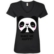 Pandas Make Me Happy, You Not so Much Ladies’ V-Neck T-Shirt