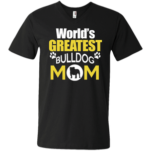 Worlds Greatest Bulldog Mom Men’s V-Neck T-Shirt