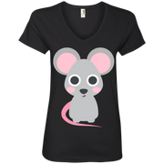 Skinny Mouse Emoji Ladies’ V-Neck T-Shirt