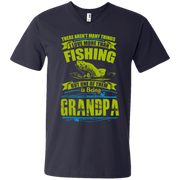 I Love Being A Grandpa More Than Fishing Men’s V-Neck T-Shirt