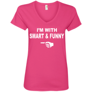 Im With Smart and Funny Ladies’ V-Neck T-Shirt