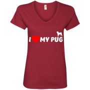 I Love My Pug Ladies’ V-Neck T-Shirt