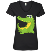 Sexy Crocodile Emoji Ladies’ V-Neck T-Shirt